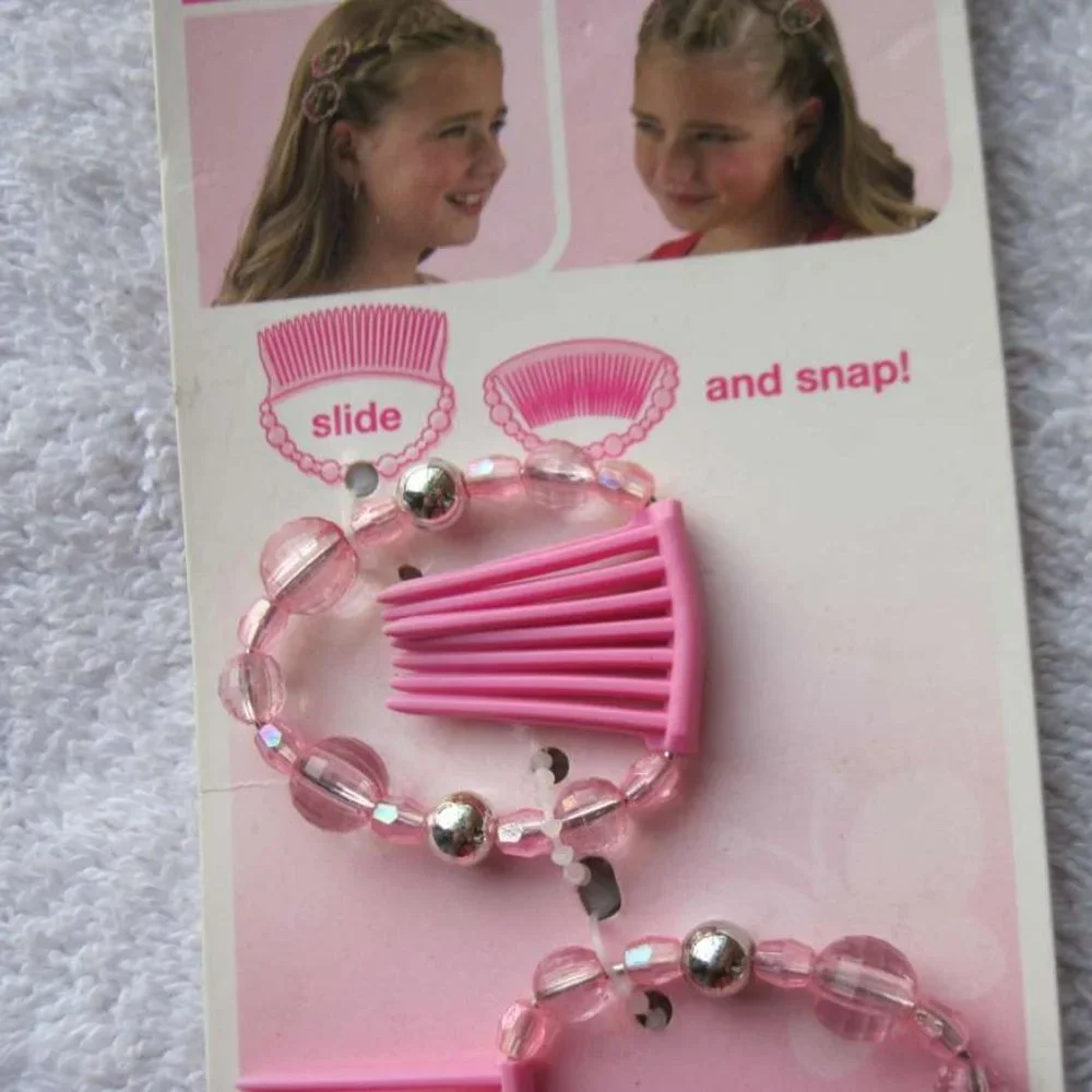 Scunci Girl Bendini Clip Bend Slide & Snap Plastic Beads Conair Hair Comb Pin